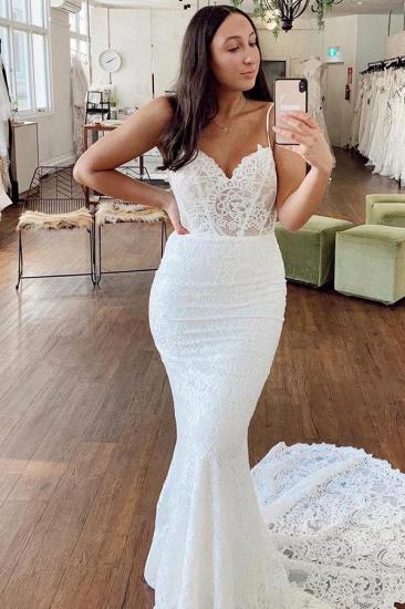 Glamorous Spaghetti Straps Mermaid Wedding Dresses | Lace Bridal Gowns_2
