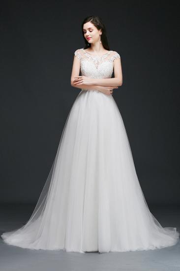 A-line Scoop Court Train Tulle Glamorous Wedding Dresses with Sash_1