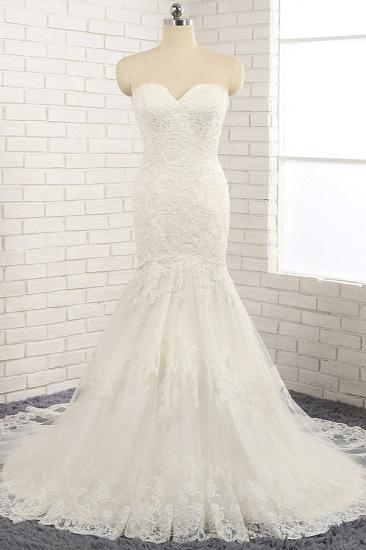 Bradyonlinewholesale Gorgeous Strapless Sleeveless Lace Tulle Wedding Dress Sweetheart Appliques Mermaid Bridal Gowns Online_1