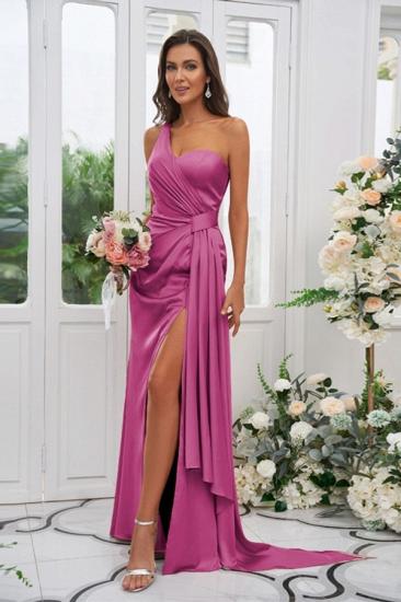 Simple Long Pink Sling Side Slit Evening Dress | Pink Prom Dress Online_22