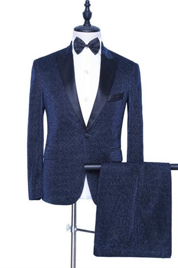 Peyton Sparkling Deep Navy Pointed Lapel Stylish Mens Fit for Prom_1