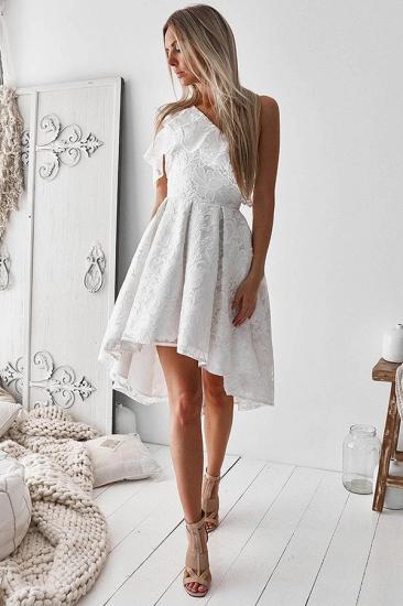 Elegant One Shoulder Lace Short Homecoming Dresses | Hi-Lo Cheap Hoco Dress_3