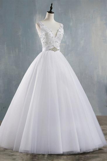 Bradyonlinewholesale Chic Starps V-Neck Beadings Tulle Wedding Dress Sleeveless Appliques Bridal Gowns with Rhinestones_3