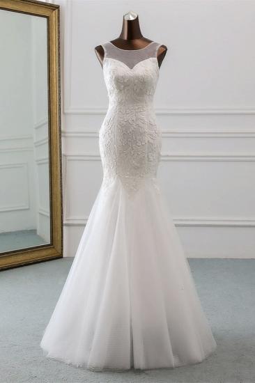 Bradyonlinewholesale Popular Jewel Sleeveless White Mermaid Wedding Dresses with Appliques_1