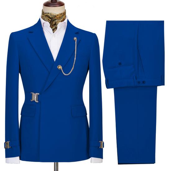 Jack Dark Blue Notched Lapel Two Piece Fashion Mens Business Suit_2