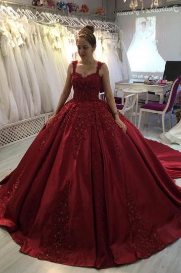 Red A-line Ball Gown with Long Sweep Train Sweetheart Straps_1