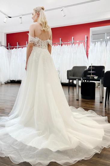 Elegant Wedding Dresses A Line Tulle Wedding Dresses with Lace_2