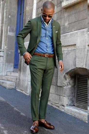 Talon Dark Green Pointed Lapel Slim Fit Mens Suit_2