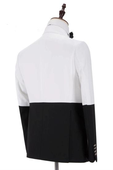 Jorge Simple White and Black Double Breasted Mens Suit Online_3