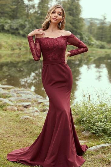 Designer Evening Dress Long Burgundy | Lace Sleeves_1