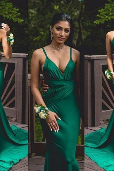 Sexy Spaghetti Straps Dark Green Prom Dresses Cheap | Mermaid Sleeveless Long Evening Dresses Online_2