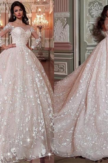 Gorgeous Sweetheart Long Sleeve Appliques Ball Gown Wedding dress_3