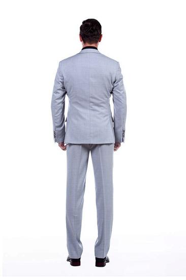 Affordable Notch Lapel Solid Light Grey Mens Suits For Sale Business_3