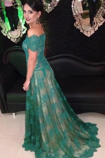 Green Lace Off Shoulder Elegant Long Evening Dress Popular Formal Occasion Dresses