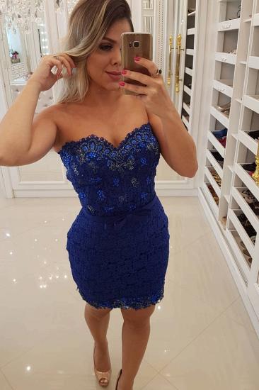 2022 Sexy Royal Blue Lace Evening Dresses | Detachable Skirt Crystals Belt Cheap Prom Dresses_3