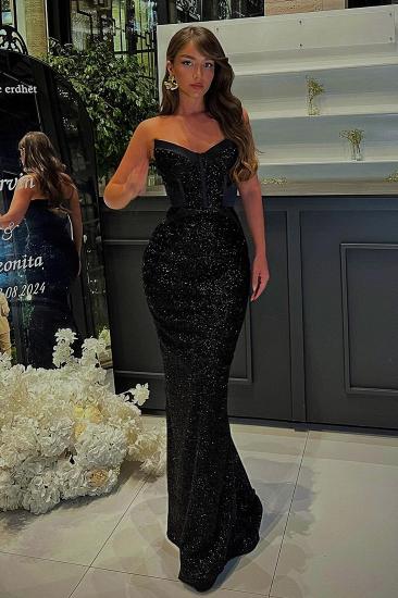 Sexy Evening Dresses Long Black Ball Gowns with Glitter
