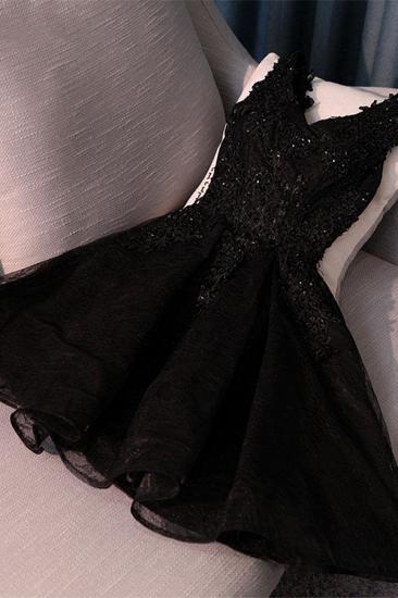 Elegant Black Homecoming Graduacion Dresses  Lace Applique Beaded Tulle Short Prom Dress Homecoming Dress_1