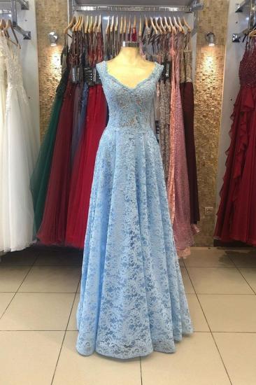 Stunning Sleeveless A-line Sky Blue Evening Maxi Dress_1