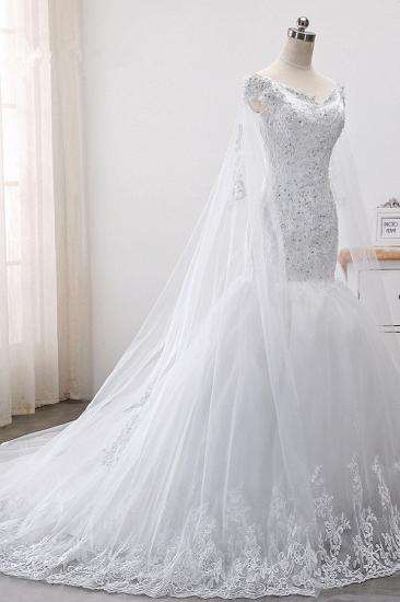 Bradyonlinewholesale Glamorous Off-the-Shoulder Mermaid Wedding Dress Sweetheart Tulle Appliques Beadings Bridal Gowns On Sale_3