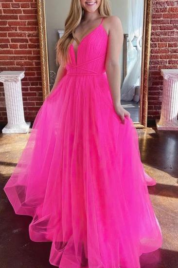 Hot pink tulle a-line puffy prom dress_1