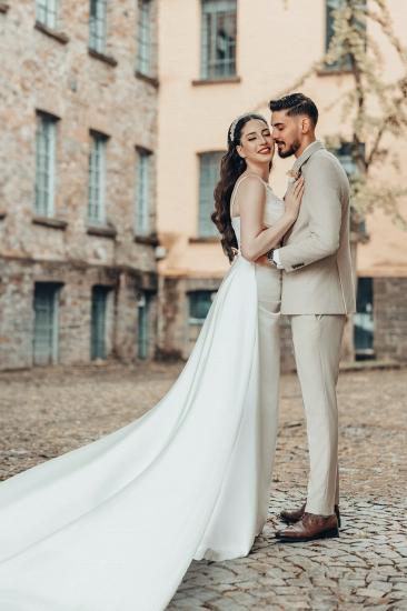 Beautiful Wedding Dress Simple Wedding Dresses A Line Satin_5