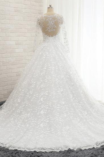 Bradyonlinewholesale Elegant Jewel Longsleeves Lace Wedding Dresses White A-line Bridal Gowns With Appliques On Sale_2