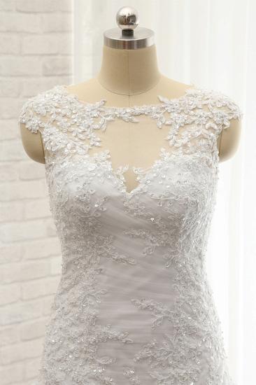 Bradyonlinewholesale Modest Sleeveless Jewel Wedding Dresses With Appliques White Mermaid Bridal Gowns On Sale_4
