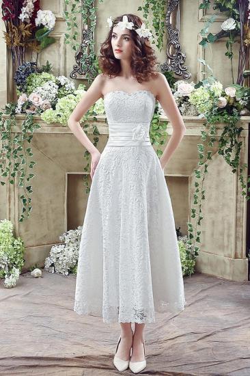 Elegant Sweetheart Lace Wedding Dress Ankle Length Empire Bridal Gown_1
