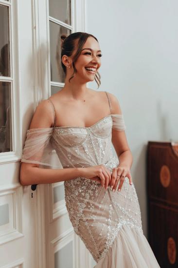 Beautiful Wedding Dresses Mermaid Style Glitter Wedding Dress Online_3
