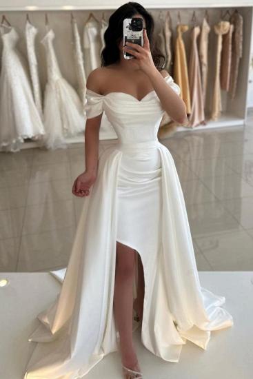 Simple Evening Dress Long White Satin Ball Gowns Prom Dresses_2