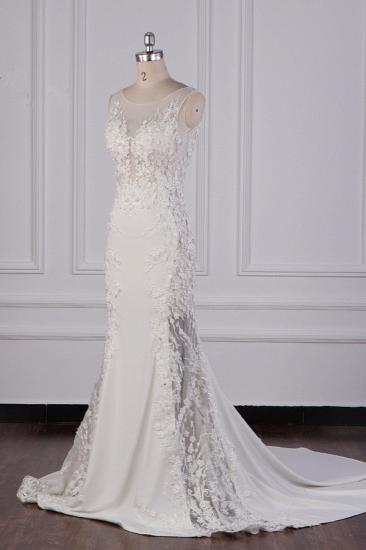 Bradyonlinewholesale Glamorous Jewel Tulle Lace Wedding Dress Sleeveless Appliques Beadings Bridal Gowns Online_3