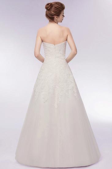 A-line Sweetheart Strapless Long Lace Tulle Wedding Dresses_2