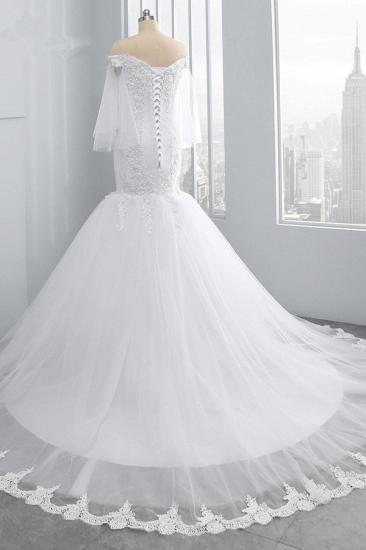 Bradyonlinewholesale Gorgeous Off-the-Shoulder Sweetheart Tulle Wedding Dress White Mermaid Lace Appliques Bridal Gowns Online_4
