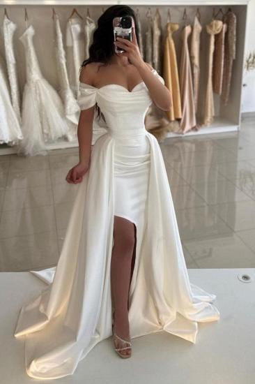 Simple Evening Dress Long White Satin Ball Gowns Prom Dresses_1