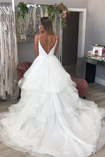 Sexy V-Neck Spaghetti Straps Wedding Dress Puffy Tulle Bridal Gowns_2