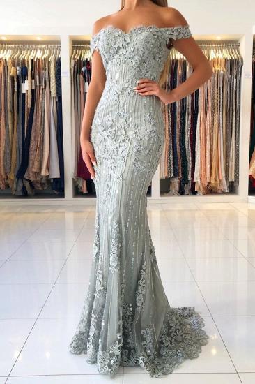 Elegant Princess Tulle Off-the-shoulder Lace Mermaid Prom Dresses_3