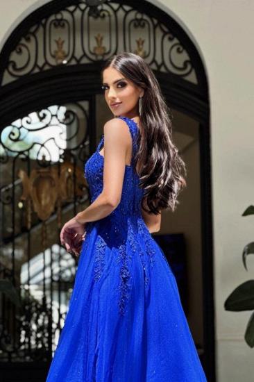 King Blue Long Prom Dresses Cheap | Lace prom dresses_3