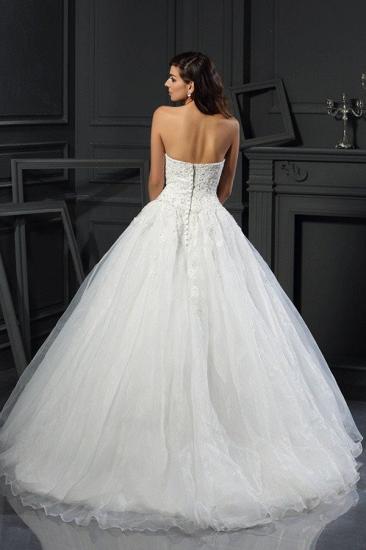 Sweetheart Beading Ball Gown Sleeveless Long Tulle Wedding Dresses_2