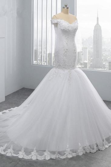 Bradyonlinewholesale Gorgeous Off-the-Shoulder Sweetheart Tulle Wedding Dress White Mermaid Lace Appliques Bridal Gowns Online_3