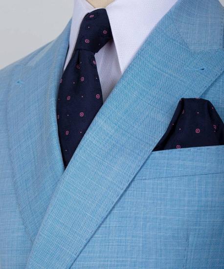 Giles Sky Blue New Arrival Peaked Lapel Two Pieces Men Suits_2