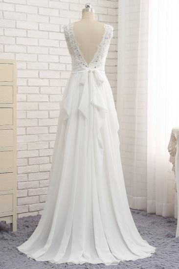 Bradyonlinewholesale Affordable Jewel White Chiffon Ruffle Wedding Dress Sleeveless Appliques Bridal Gowns with Beadings_2