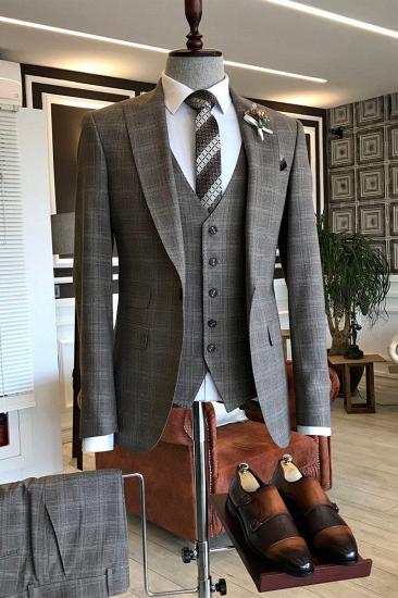 Felix Formal Check Point Lapel Custom Slim Fit Mens Suit_2
