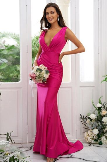 Fuchsia Bridesmaid Dresses Long | Simple evening dress_4