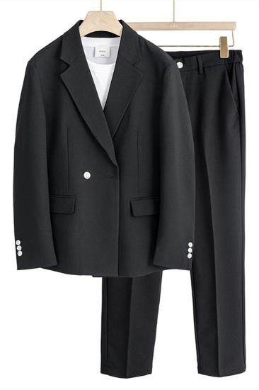 Jamari New Loose Fashion Black Notched Lapel Mens Suit