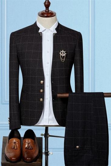 Skyler Black Slim Sit Plaid Fashion Two Piece Mens Suit Online