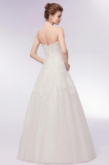 A-line Sweetheart Strapless Long Lace Tulle Wedding Dresses_7