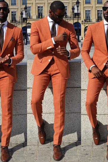 Orange Slim Fit Mens Suit | Point Collar Prom Suit_2