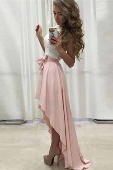 Lace Newest Straps Chiffon Hi-Lo Sleeveless A-line Prom Dress
