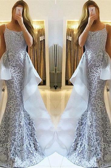 Mermaid Lace New Cheap Prom Dresses | Straps Sexy Evening Gown with Tulle Overskirt Train_2