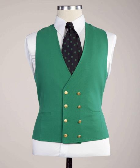 Fashion Green Point Collar Slim Fit Prom Men Suits_2